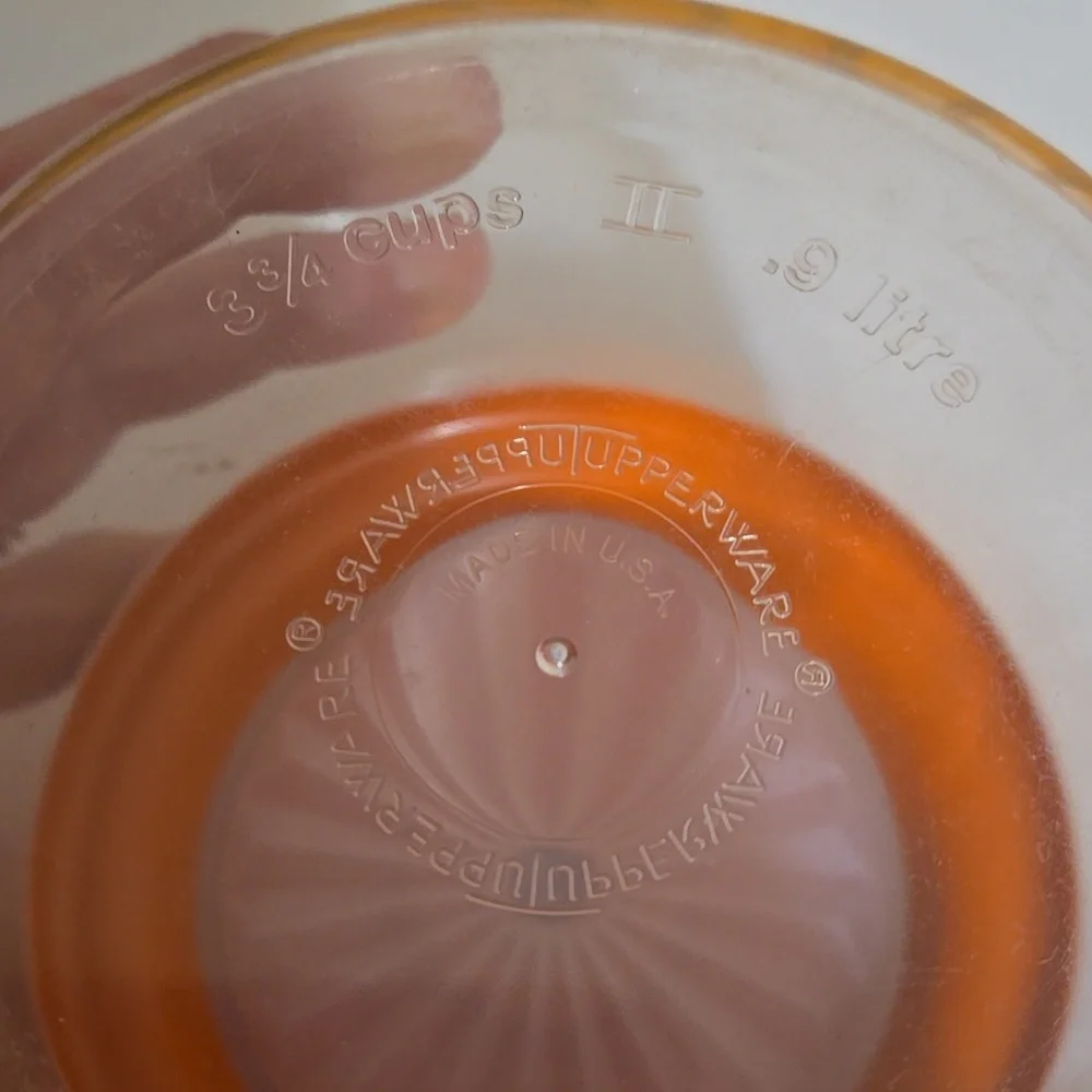 Vintage Tupperware 1477, Clear Acrylic Canister, Orange, Sealable Plunger Top